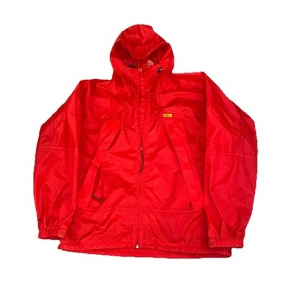 Red Ledge Vintage Mens Rain Jacket‎ Red Hooded Windbreaker A081 Size Medium